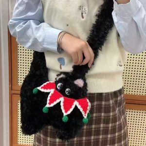 Cute Plush Cat Crossbody Bag for Women - Adorable Versatile Underarm Shoulder Bag for Autumn/Winter 2025 Trend