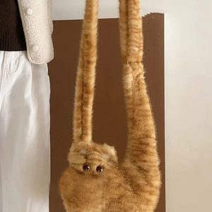 Cute Plush Cat Crossbody Bag for Women - Adorable Versatile Underarm Shoulder Bag for Autumn/Winter 2025 Trend