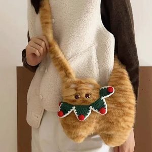 Cute Plush Cat Crossbody Bag for Women - Adorable Versatile Underarm Shoulder Bag for Autumn/Winter 2025 Trend