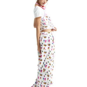 Cute Printed Casual Straight-Leg Bee Graphic Work Pants - Trendy Y2K Style Workwear for Everyday Comfort and Fashion