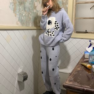 Dalmatian Print Pajama Set - Soft, Skin-Friendly Loungewear for Comfortable Sleep - Cozy Fashion for Home Relaxation