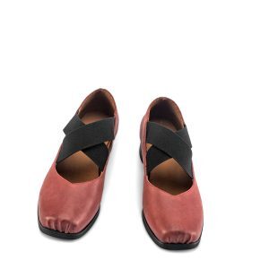 Dark Red Handmade Ballet Shoes for Women - Vintage 3cm Lace-Up Square Toe - 2024 Spring Fashion