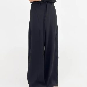Deconstructed Design Wide-Leg Loose Floor-Length Pants for Men - Casual Diagonal Split Style, Trendy 90s Inspired Fashion