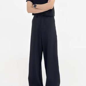 Deconstructed Design Wide-Leg Loose Floor-Length Pants for Men - Casual Diagonal Split Style, Trendy 90s Inspired Fashion