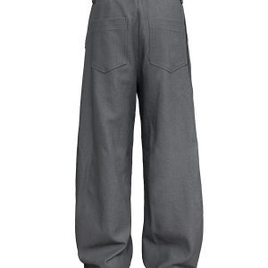 Deconstructed Hem Baggy Pants with Slanted Design - Trendy Loose-Leaf Style for Y2K and Korean Fashion Enthusiasts