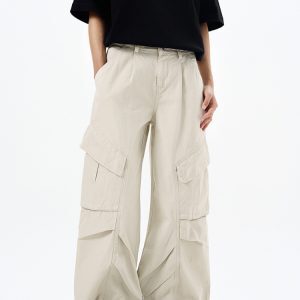 Deconstructed Retro Work Pants for Men and Women - Loose Casual Pleated Straight-Leg Design with Multi Pockets