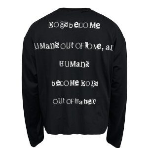 Distressed Dog Bite Print Long Sleeve T-shirt - Handcrafted Short Wide Fit, Trendy Casual Style