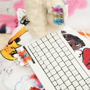 Double-Sided Printed Glitter Hair Clip - Graffiti Design, Artist Original, Trendy Hair Accessory, Y2K Style