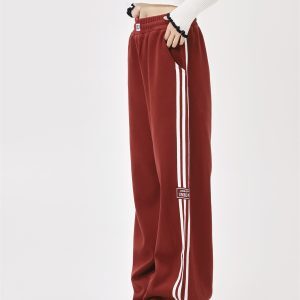 Draped Floor-Length Three-Stripe Casual Pants for Women - Trendy American Style Loose Sweatpants for Sports and Everyday Wear