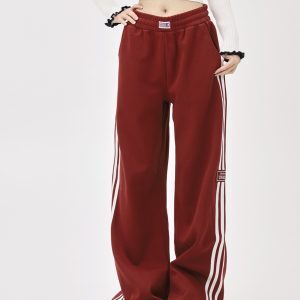 Draped Floor-Length Three-Stripe Casual Pants for Women - Trendy American Style Loose Sweatpants for Sports and Everyday Wear