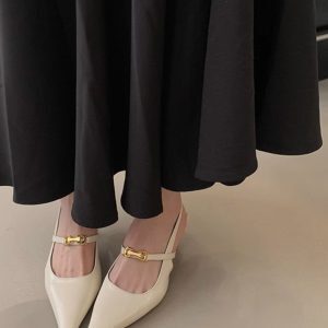 Elegant Black Pointed-Toe High-Heeled Shoes for Women - French Style Closed-Toe Sandals for Spring 2025