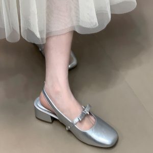 Elegant Bowknot Rhinestone Open-Toe Sandals for Women - Summer Back Strap Flats, Stylish 2025 Footwear