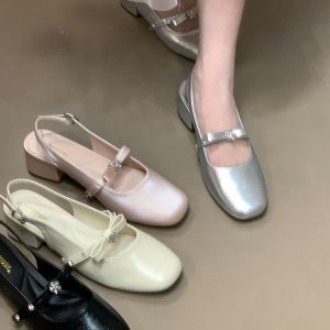 Elegant Bowknot Rhinestone Open-Toe Sandals for Women - Summer Back Strap Flats, Stylish 2025 Footwear
