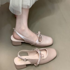 Elegant Bowknot Rhinestone Open-Toe Sandals for Women - Summer Back Strap Flats, Stylish 2025 Footwear