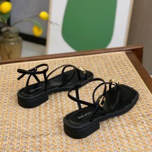 Elegant Fairy-Style Chunky-Heeled Sandals for Women - Trendy Thin Strap One-Strap Toe-Post Roman Shoes for Summer 2025