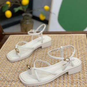 Elegant Fairy-Style Chunky-Heeled Sandals for Women - Trendy Thin Strap One-Strap Toe-Post Roman Shoes for Summer 2025