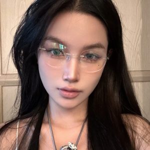 Elegant Frameless Oval Ultra-Light Anti-Blue Light Prescription Glasses for Women - Chic and Sophisticated Style