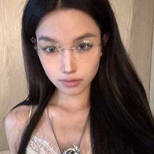 Elegant Frameless Oval Ultra-Light Anti-Blue Light Prescription Glasses for Women - Chic and Sophisticated Style