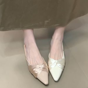 Elegant French Open-Toe Patent Leather Spliced Sandals for Women - Low-Heeled Back Strap Flats in Ocean Blue Style