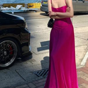 Elegant French-Style Spaghetti Strap Fishtail Evening Dress for Women, Long Birthday Party Gown, High-End Niche Design