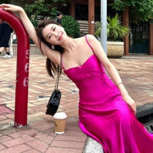 Elegant French-Style Spaghetti Strap Fishtail Evening Dress for Women, Long Birthday Party Gown, High-End Niche Design
