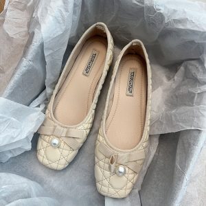 Elegant French-Style White Mary Jane Shoes for Women - Comfortable Spring 2025 Evening Wear, Vintage Charm