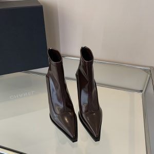 Elegant High-Heeled Pointed Toe Plush White Short Boots for Women - French Slim Style for Autumn Winter 2024