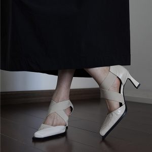 Elegant Hollow Cross Strap White High Heels for Women - Niche Design Shallow Mouth Sandals with Thin Heels, Perfect for Chic Occasions