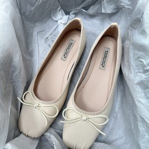Elegant Leopard Print Mary Jane Shoes with Bow - Spring 2025 Women's Ballet Flats for Gentle Evening Breeze Style