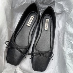 Elegant Leopard Print Mary Jane Shoes with Bow - Spring 2025 Women's Ballet Flats for Gentle Evening Breeze Style