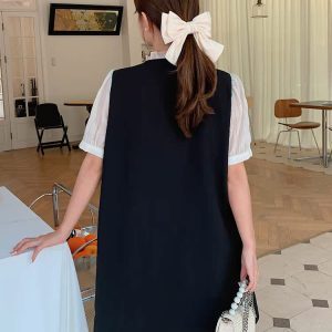Elegant Loose-Fitting Faux Two-Piece Summer Dress for Women, Slimming Wind Dress, High-Quality Fashion for 2025
