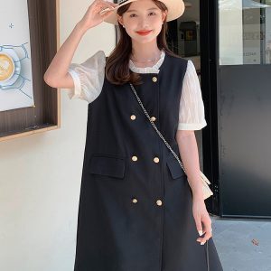 Elegant Loose-Fitting Faux Two-Piece Summer Dress for Women, Slimming Wind Dress, High-Quality Fashion for 2025