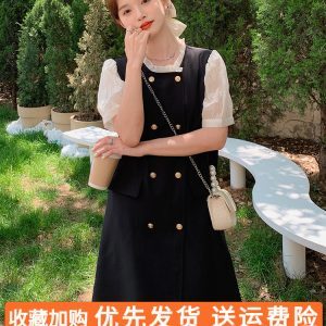 Elegant Loose-Fitting Faux Two-Piece Summer Dress for Women, Slimming Wind Dress, High-Quality Fashion for 2025