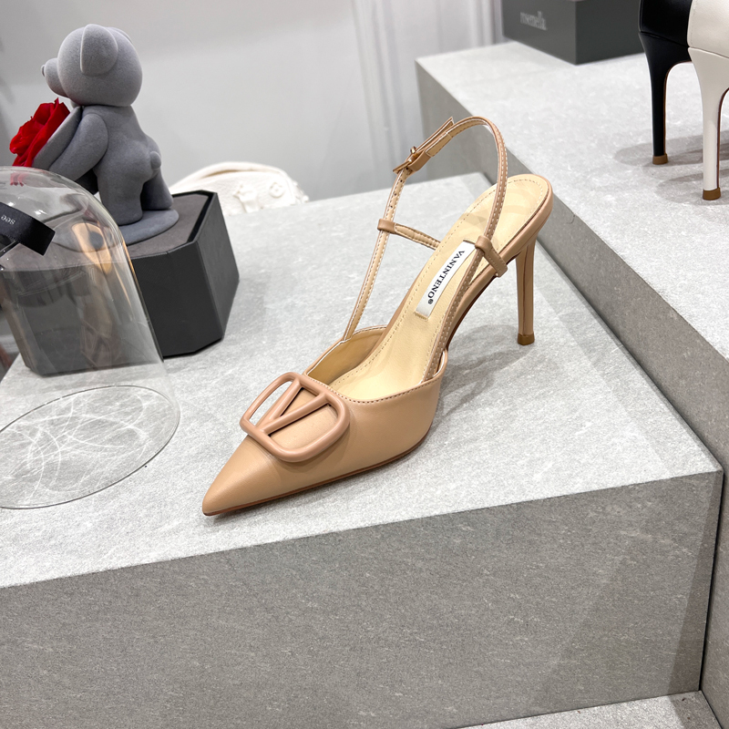 Elegant Nude High-Heeled Open-Toe Sandals with Metal Buckle, Genuine Sheepskin Quality, Chic Footwear for Women's Fashion