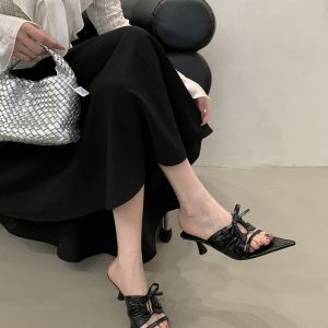 Elegant One-Strap High Heel Sandals with Bow Detail - Exquisite French Style for 2025
