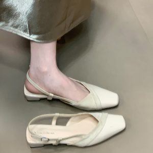Elegant Open-Toe Sandals for Women - 2025 French Spliced Hepburn Style Backless Sandals, Chic Summer Footwear