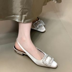 Elegant Rhinestone Open-Toe Sandals for Women - Versatile Backless Design, 2025 New Style, Chic Summer Footwear