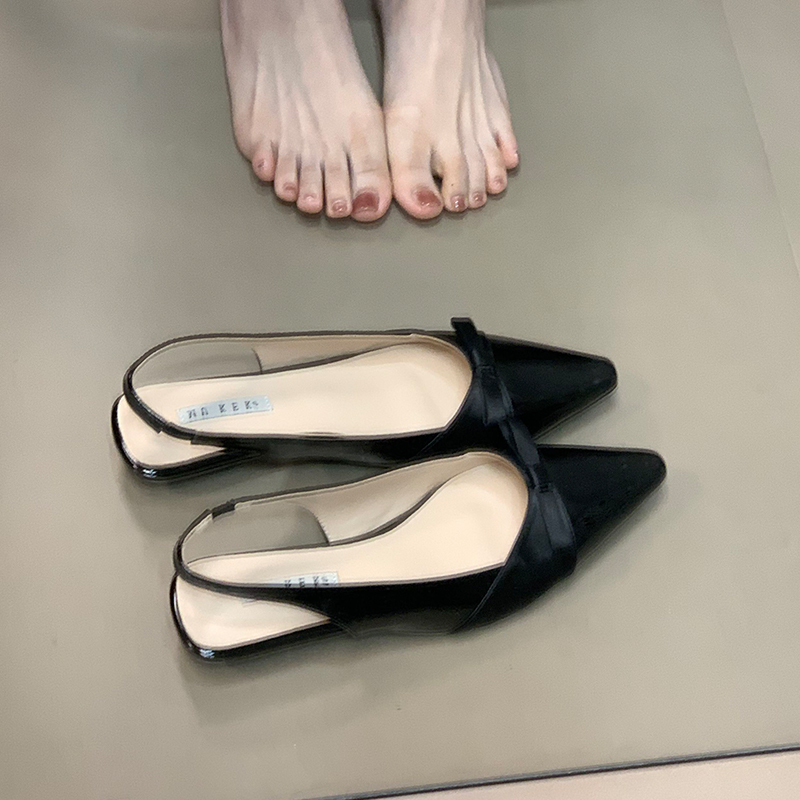 Elegant Summer Open-Toe Sandals for Women with Patchwork Bow - 2025 French Style Commuting Footwear