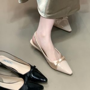 Elegant Summer Open-Toe Sandals for Women with Patchwork Bow - 2025 French Style Commuting Footwear
