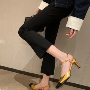 Elegant T-strap High Heel Sandals for Women, French Silver Mary Jane Style, Chic Wind Bag Design, Perfect for Young Ladies