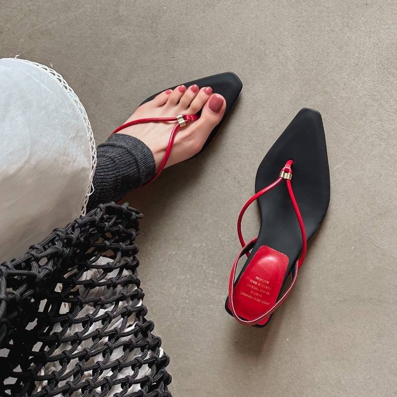 Elegant Thin Strap Cat Heel Sandals for Women - Square Toe Flip Flops, Summer Fashion Footwear, European and American Style