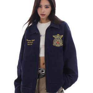 Embroidered American Vintage Barn Style Jacket for Men and Women - Trendy Loose Fit Streetwear Fashion Top