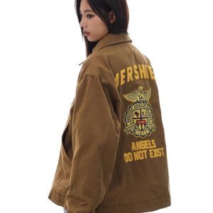 Embroidered American Vintage Barn Style Jacket for Men and Women - Trendy Loose Fit Streetwear Fashion Top