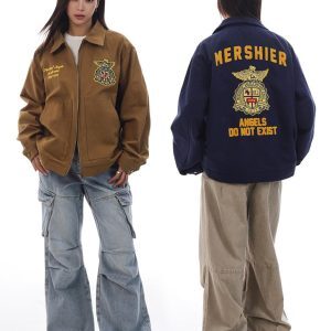 Embroidered American Vintage Barn Style Jacket for Men and Women - Trendy Loose Fit Streetwear Fashion Top