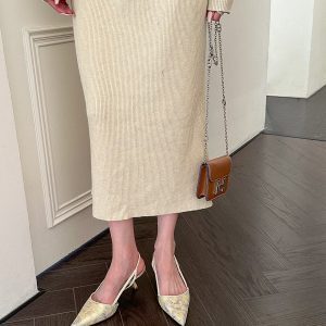Embroidered Chinese Style Pointed Open-Back High Heels Sandals for Women - Spring 2024 Fashion Footwear