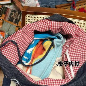 Embroidered Denim Crossbody Bag - Cute Large-Capacity Commuter Shoulder Bag for Students - Trendy Casual Style