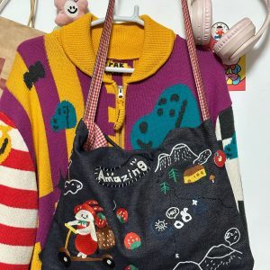 Embroidered Denim Crossbody Bag - Cute Large-Capacity Commuter Shoulder Bag for Students - Trendy Casual Style