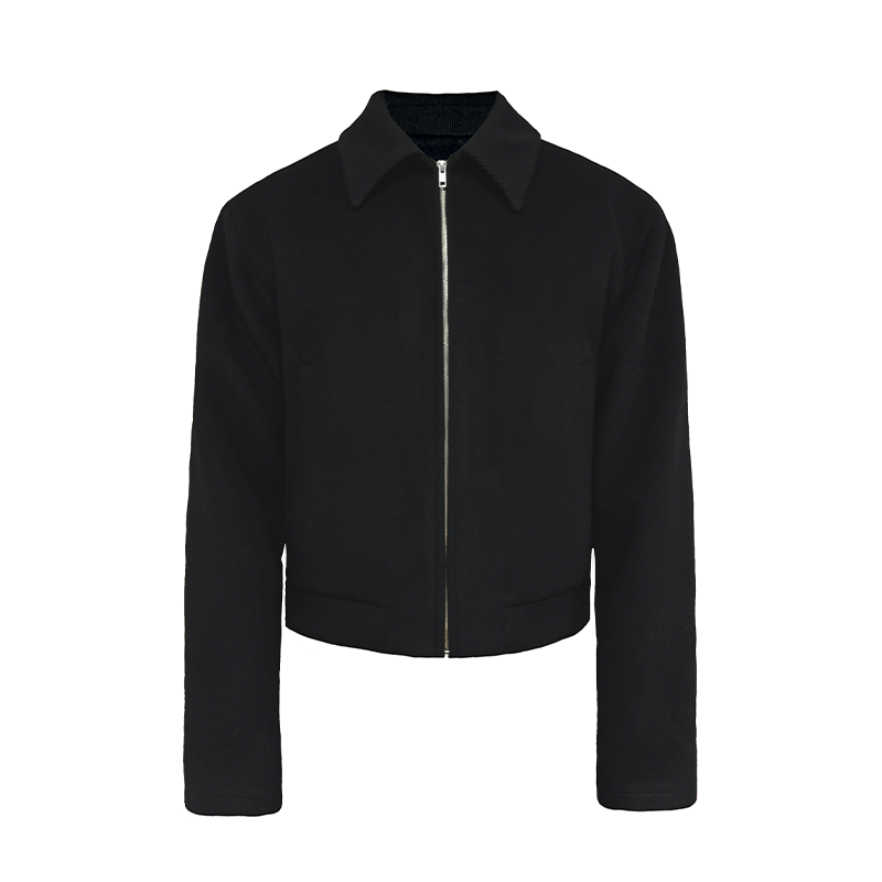 Embroidered Wool Jacket with Ribbed Collar - 70% Double-Sided Wool, Stylish Layering Piece, Perfect for Fall and Winter Fashion