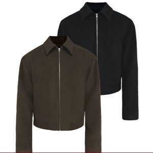 Embroidered Wool Jacket with Ribbed Collar - 70% Double-Sided Wool, Stylish Layering Piece, Perfect for Fall and Winter Fashion
