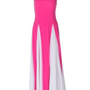 Ethnic Style Backless Spaghetti Strap Dress for Women - Two-Tone Spliced High-Waisted A-Line Long Skirt, Perfect for Summer Events